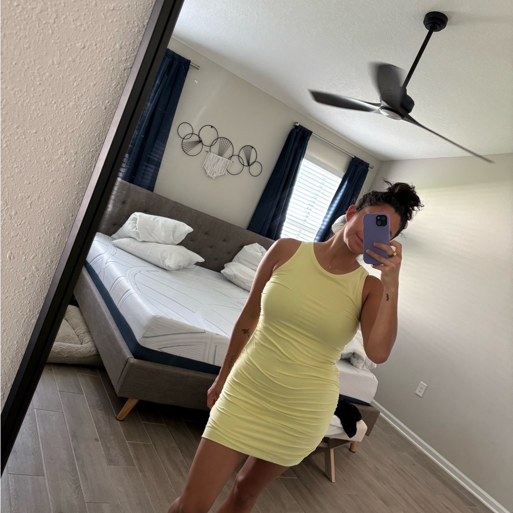Beyond Yoga yellow bodycon dress